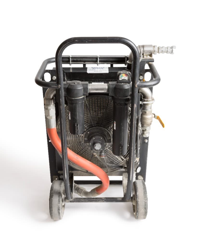 Rear of the rental Command Air 350, showing the fan and filters.